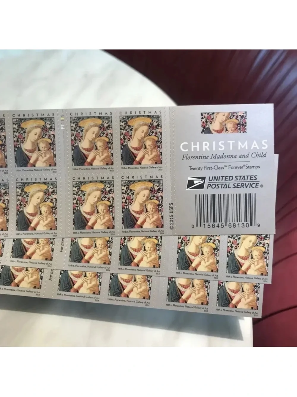 100pcsChristmas Florentine Madonna and Child Forever Stamps - Cream